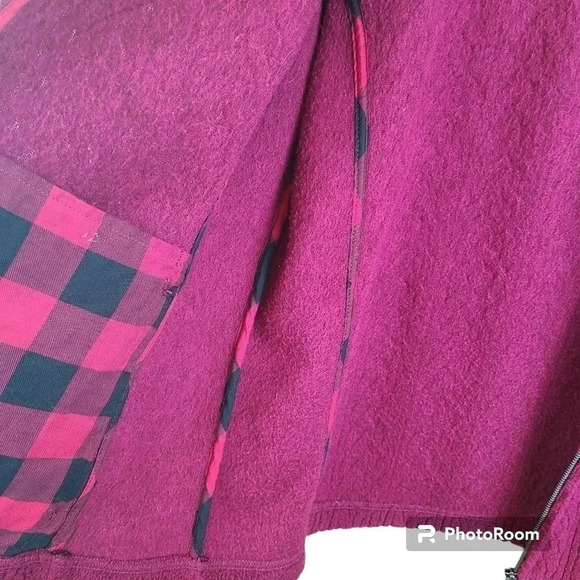 LL Bean women's cable knit 1/4 zip Pullover Sweater fleece collar and cuffs L - Picture 4 of 14